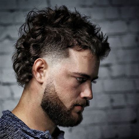 curly mullet fade haircut